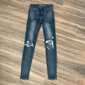 Women’s size 2 (x-long) high-waisted jeans from American Eagle.